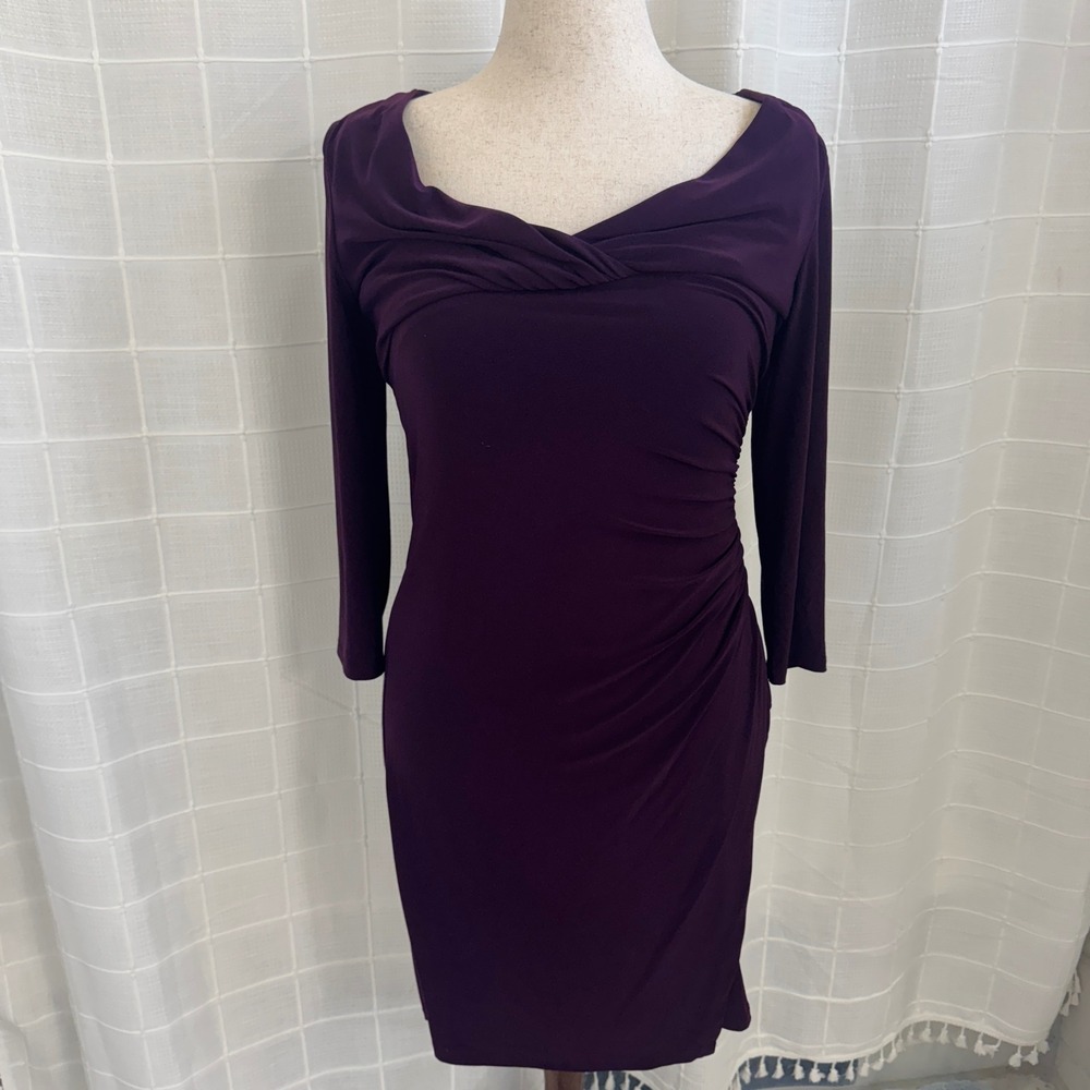 Lauren Ralph Lauren Purple Ruched Twist Women's Dress Size 4
